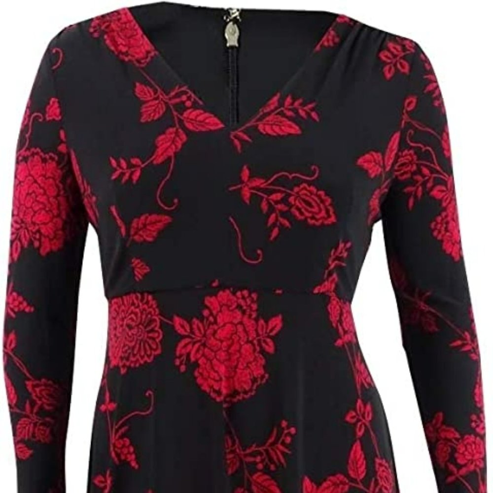 NWT Tommy Hilfiger Womens Black Floral Fit & Flare